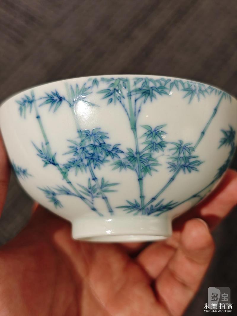 清雍正 斗彩竹叶纹茶圆 - 图12